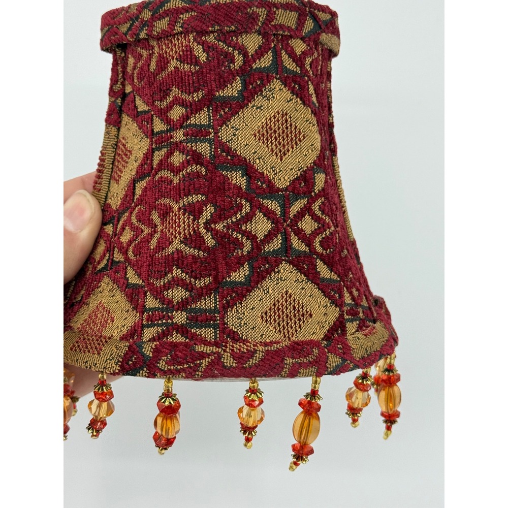Jane Seymour St Catherine's Court Red Gold Brocade Beaded Night Light Shade‎ New